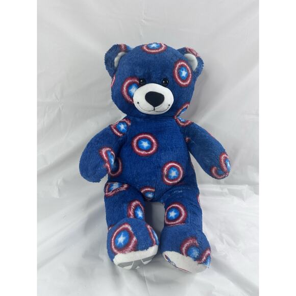 Build A Bear Marvel Avengers 18" Plush Captain America Blue Red Star RETIRED - Picture 2 of 6